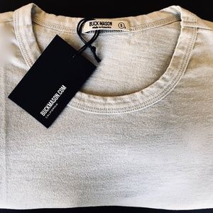 Buck Mason Men's Straight Hem Pima Cotton Shirt Bone Color NEW Size SMALL